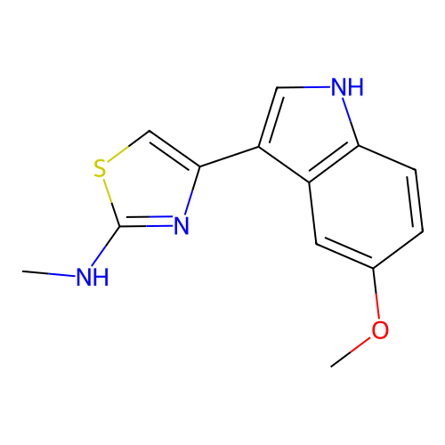 4-(5-methoxy-1H-indol-3-yl)-N-methyl-1,3-thiazol-2-amine structure