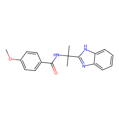 N-[2-(1H-benzimidazol-2-yl)propan-2-yl]-4-methoxybenzamide structure