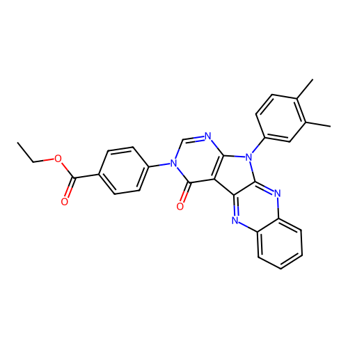 ethyl 4-(11-(3,4-dimethylphenyl)-4-oxo-4,11-dihydro-3H-pyrimido[5',4':4,5]pyrrolo[2,3-b]quinoxalin-3-yl)benzoate structure