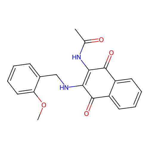 N-(3-((2-methoxybenzyl)amino)-1,4-dioxo-1,4-dihydronaphthalen-2-yl)acetamide structure