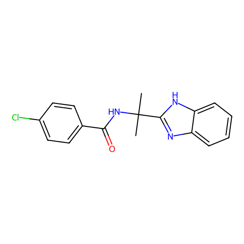 N-[2-(1H-benzimidazol-2-yl)propan-2-yl]-4-chlorobenzamide structure
