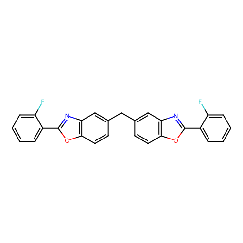 Bis(2-(2-fluorophenyl)benzo[d]oxazol-5-yl)methane structure