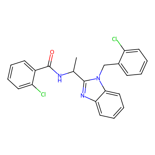 2-chloro-N-{1-[1-(2-chlorobenzyl)-1H-benzimidazol-2-yl]ethyl}benzamide structure