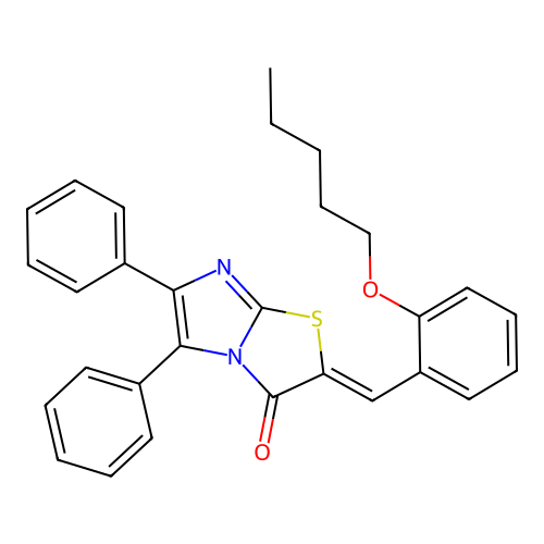 (Z)-2-(2-(pentyloxy)benzylidene)-5,6-diphenylimidazo[2,1-b]thiazol-3(2H)-one structure