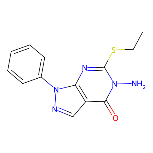 5-Amino-6-ethylsulfanyl-1-phenylpyrazolo[3,4-d]pyrimidin-4-one structure