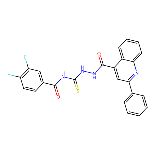 3,4-difluoro-N-({2-[(2-phenylquinolin-4-yl)carbonyl]hydrazinyl}carbonothioyl)benzamide structure