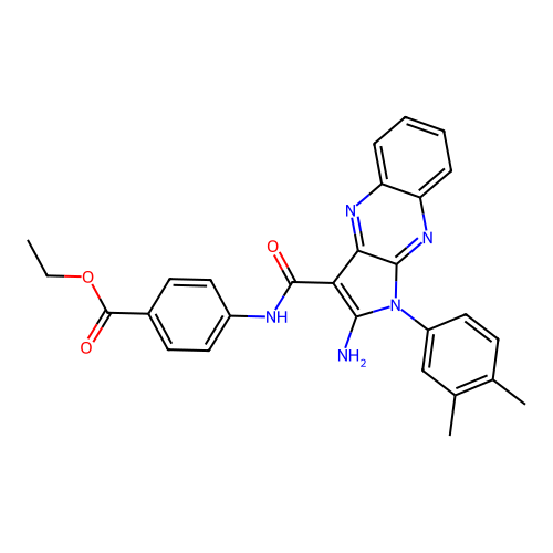 ethyl 4-({[2-amino-1-(3,4-dimethylphenyl)-1H-pyrrolo[2,3-b]quinoxalin-3-yl]carbonyl}amino)benzoate structure