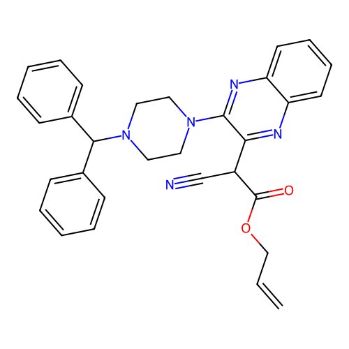 Prop-2-en-1-yl cyano{3-[4-(diphenylmethyl)piperazin-1-yl]quinoxalin-2-yl}acetate structure