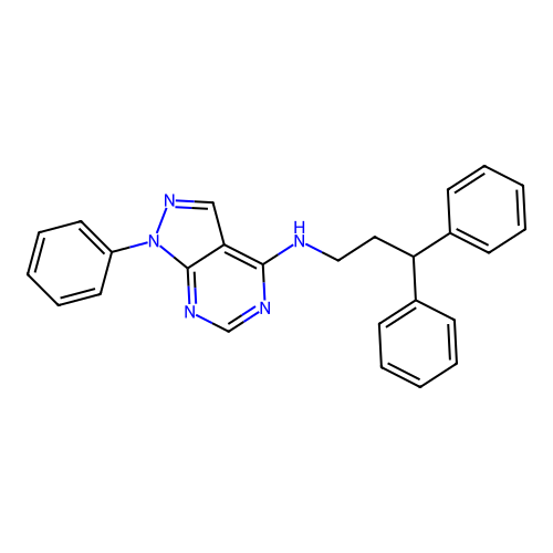 N-(3,3-diphenylpropyl)-1-phenyl-1H-pyrazolo[3,4-d]pyrimidin-4-amine structure