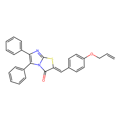 (Z)-2-(4-(allyloxy)benzylidene)-5,6-diphenylimidazo[2,1-b]thiazol-3(2H)-one structure