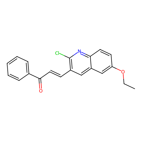 (E)-3-(2-chloro-6-ethoxyquinolin-3-yl)-1-phenylprop-2-en-1-one structure