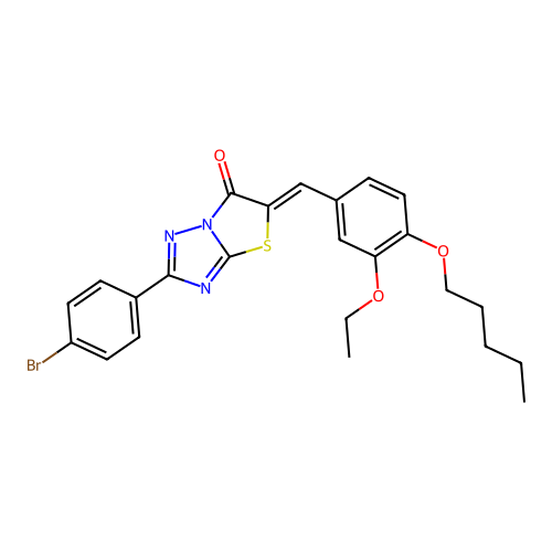 (Z)-2-(4-bromophenyl)-5-(3-ethoxy-4-(pentyloxy)benzylidene)thiazolo[3,2-b][1,2,4]triazol-6(5H)-one structure