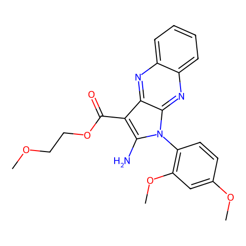 2-methoxyethyl 2-amino-1-(2,4-dimethoxyphenyl)-1H-pyrrolo[2,3-b]quinoxaline-3-carboxylate structure
