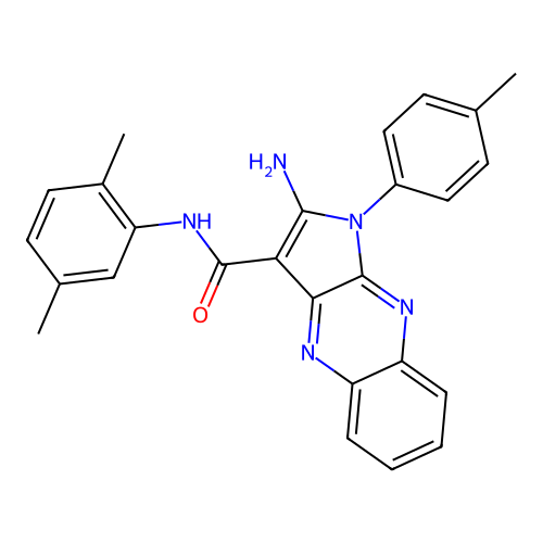 2-amino-N-(2,5-dimethylphenyl)-1-(4-methylphenyl)pyrrolo[3,2-b]quinoxaline-3-carboxamide structure