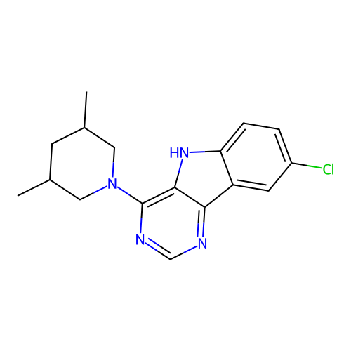 8-chloro-4-(3,5-dimethylpiperidin-1-yl)-5H-pyrimido[5,4-b]indole structure