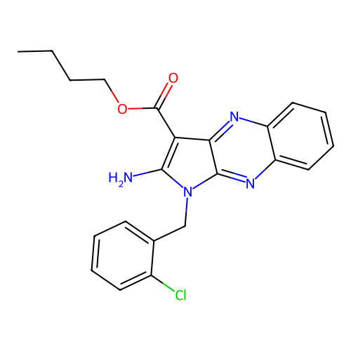 butyl 2-amino-1-(2-chlorobenzyl)-1H-pyrrolo[2,3-b]quinoxaline-3-carboxylate structure