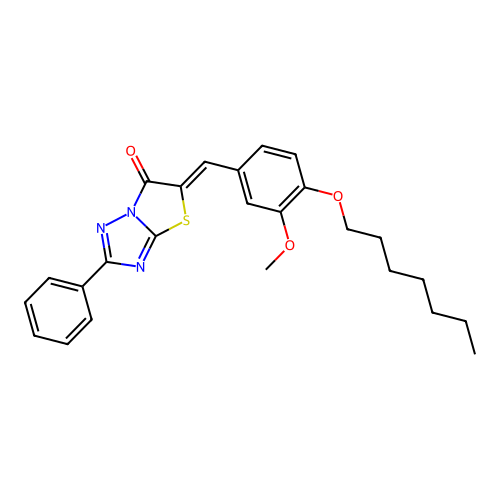 (5Z)-5-[4-(heptyloxy)-3-methoxybenzylidene]-2-phenyl[1,3]thiazolo[3,2-b][1,2,4]triazol-6(5H)-one structure