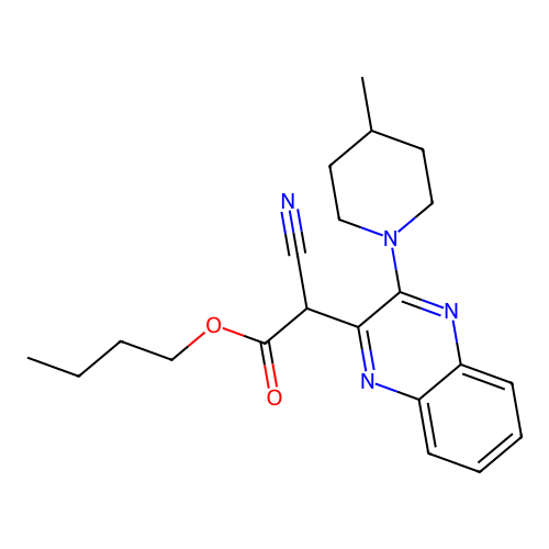 Butyl cyano[3-(4-methylpiperidin-1-yl)quinoxalin-2-yl]acetate structure