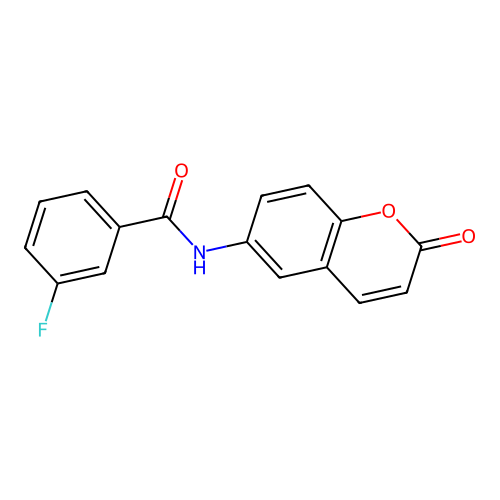 3-fluoro-N-(2-oxochromen-6-yl)benzamide structure