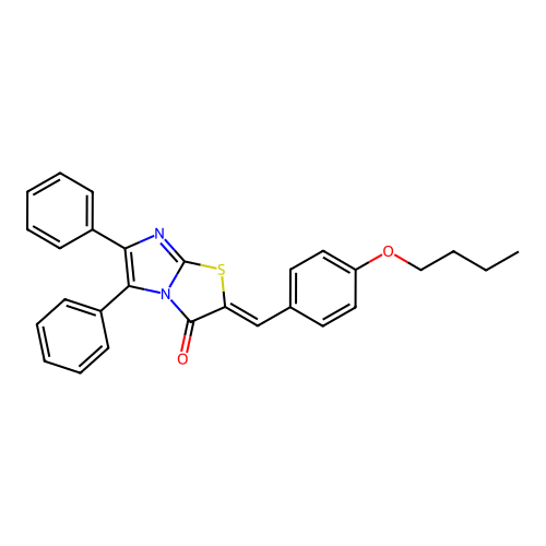 (2Z)-2-(4-butoxybenzylidene)-5,6-diphenylimidazo[2,1-b][1,3]thiazol-3(2H)-one structure