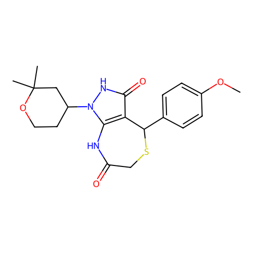 1-(2,2-DIMETHYLOXAN-4-YL)-3-HYDROXY-4-(4-METHOXYPHENYL)-1H,4H,6H,7H,8H-PYRAZOLO[3,4-E][1,4]THIAZEPIN-7-ONE structure
