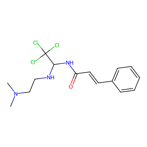 N-(2,2,2-trichloro-1-((2-(dimethylamino)ethyl)amino)ethyl)cinnamamide structure