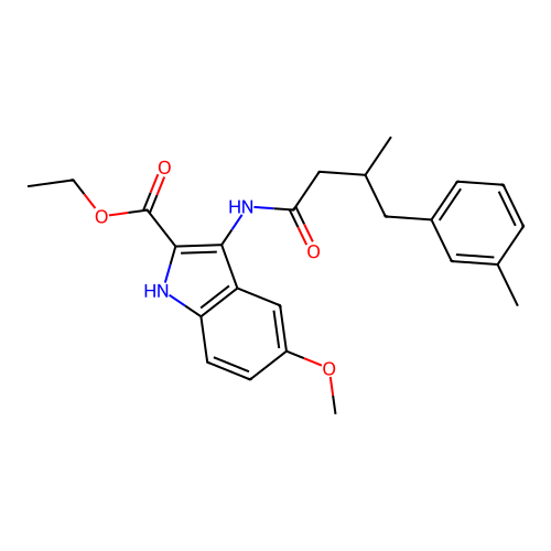 ethyl 5-methoxy-3-(3-methyl-4-(m-tolyl)butanamido)-1H-indole-2-carboxylate structure