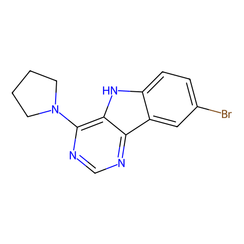 8-bromo-4-(pyrrolidin-1-yl)-5H-pyrimido[5,4-b]indole structure