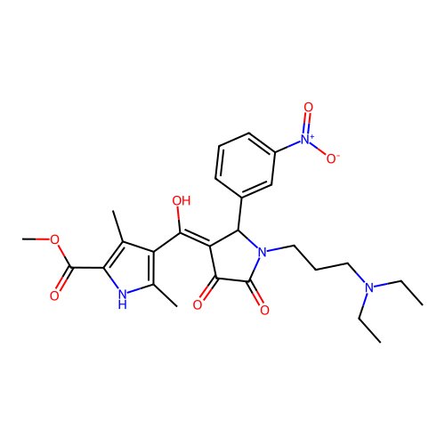 methyl 4-({1-[3-(diethylamino)propyl]-4-hydroxy-2-(3-nitrophenyl)-5-oxo(3-pyrr olin-3-yl)}carbonyl)-3,5-dimethylpyrrole-2-carboxylate structure