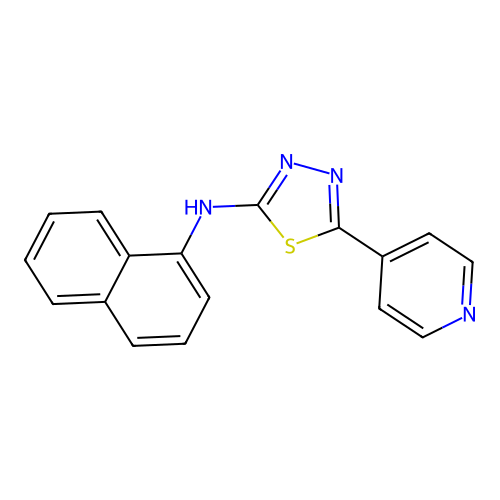 N-naphthalen-1-yl-5-pyridin-4-yl-1,3,4-thiadiazol-2-amine structure