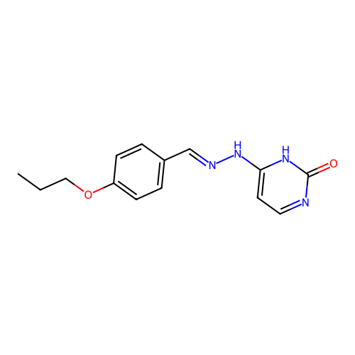 4-[(2E)-2-(4-propoxybenzylidene)hydrazinyl]pyrimidin-2(1H)-one structure