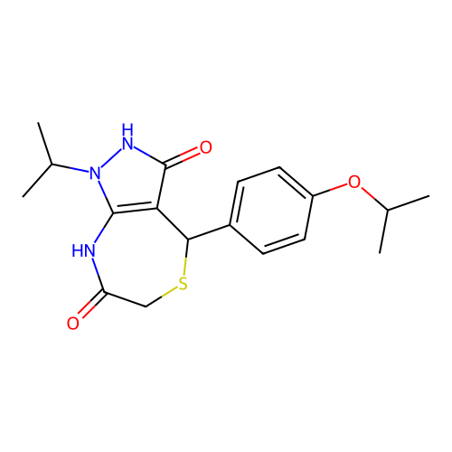 1-propan-2-yl-4-(4-propan-2-yloxyphenyl)-4,8-dihydro-2H-pyrazolo[3,4-e][1,4]thiazepine-3,7-dione structure