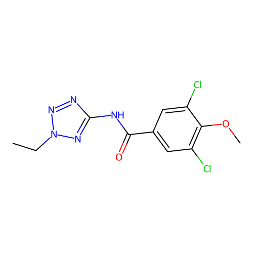 3,5-dichloro-N-(2-ethyl-2H-tetrazol-5-yl)-4-methoxybenzamide structure