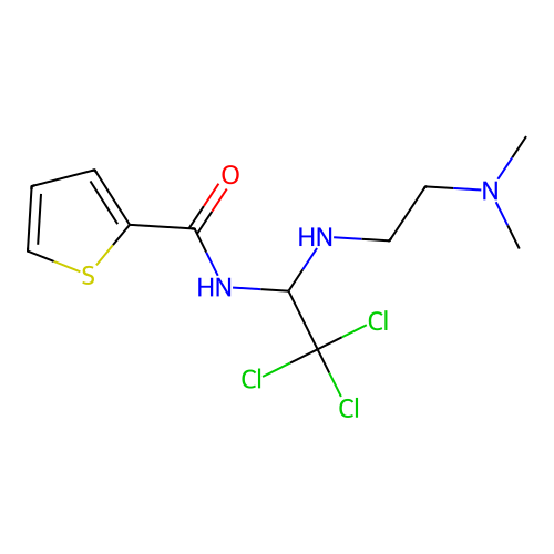 N-(2,2,2-trichloro-1-((2-(dimethylamino)ethyl)amino)ethyl)thiophene-2-carboxamide structure