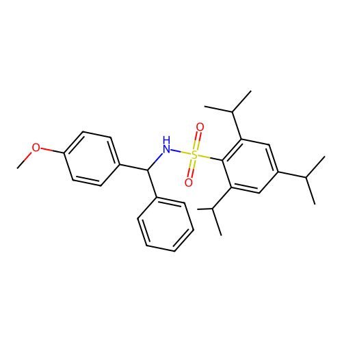 N-[(4-methoxyphenyl)(phenyl)methyl]-2,4,6-tri(propan-2-yl)benzenesulfonamide structure