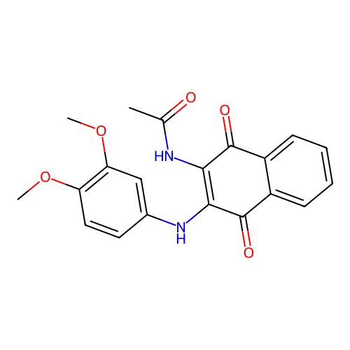 N-(3-((3,4-dimethoxyphenyl)amino)-1,4-dioxo-1,4-dihydronaphthalen-2-yl)acetamide structure