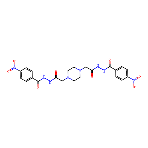 N',N'''-(2,2'-(piperazine-1,4-diyl)bis(acetyl))bis(4-nitrobenzohydrazide) structure