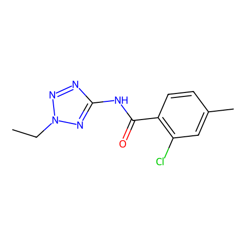 2-chloro-N-(2-ethyl-2H-tetrazol-5-yl)-4-methylbenzamide structure