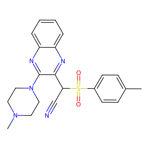 2-(3-(4-methylpiperazin-1-yl)quinoxalin-2-yl)-2-tosylacetonitrile structure