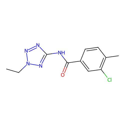 3-chloro-N-(2-ethyl-2H-tetraazol-5-yl)-4-methylbenzamide structure