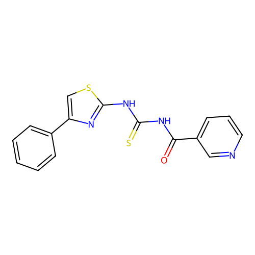 N-[(4-phenyl-1,3-thiazol-2-yl)carbamothioyl]pyridine-3-carboxamide structure