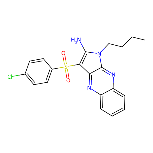 1-butyl-3-((4-chlorophenyl)sulfonyl)-1H-pyrrolo[2,3-b]quinoxalin-2-amine structure