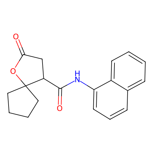 N-(naphthalen-1-yl)-2-oxo-1-oxaspiro[4.4]nonane-4-carboxamide structure