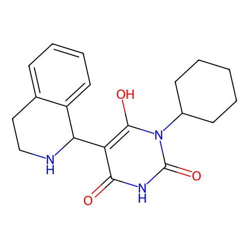 3-cyclohexyl-6-hydroxy-5-(1,2,3,4-tetrahydroisoquinolin-1-yl)pyrimidine-2,4(1H,3H)-dione structure