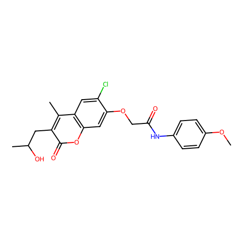 2-((6-chloro-3-(2-hydroxypropyl)-4-methyl-2-oxo-2H-chromen-7-yl)oxy)-N-(4-methoxyphenyl)acetamide structure