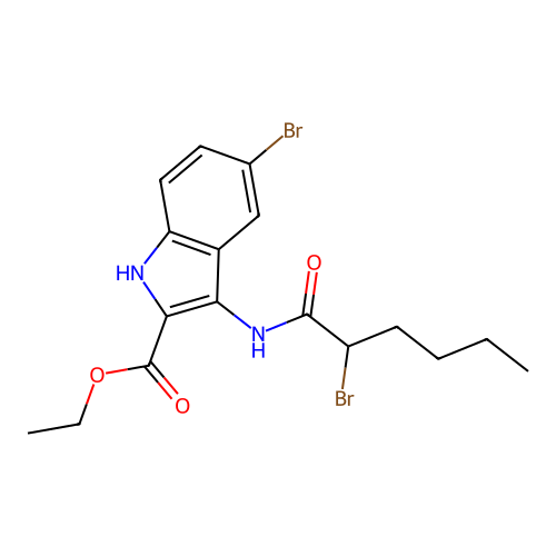 ethyl 5-bromo-3-[(2-bromohexanoyl)amino]-1H-indole-2-carboxylate structure