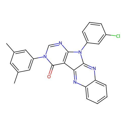 11-(3-chlorophenyl)-3-(3,5-dimethylphenyl)-3,11-dihydro-4H-pyrimido[5',4':4,5]pyrrolo[2,3-b]quinoxalin-4-one structure