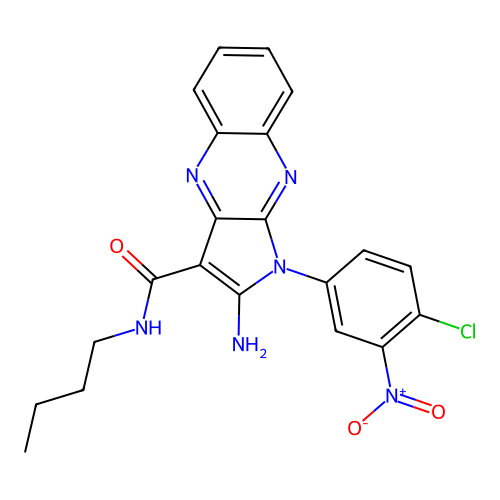 2-amino-N-butyl-1-(4-chloro-3-nitrophenyl)-1H-pyrrolo[2,3-b]quinoxaline-3-carboxamide structure