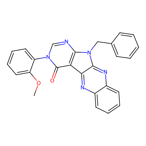 11-benzyl-3-(2-methoxyphenyl)-3H-pyrimido[5',4':4,5]pyrrolo[2,3-b]quinoxalin-4(11H)-one structure