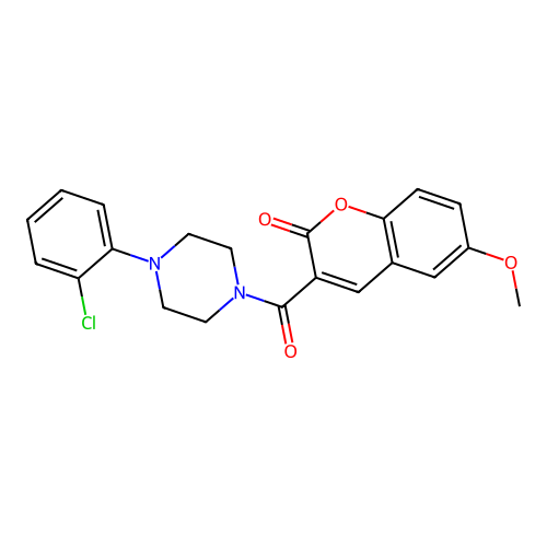 3-{[4-(2-Chlorophenyl)piperazinyl]carbonyl}-6-methoxychromen-2-one structure